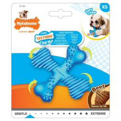 Nylabone Puppy Teething Chew Textured Crossbone Beef